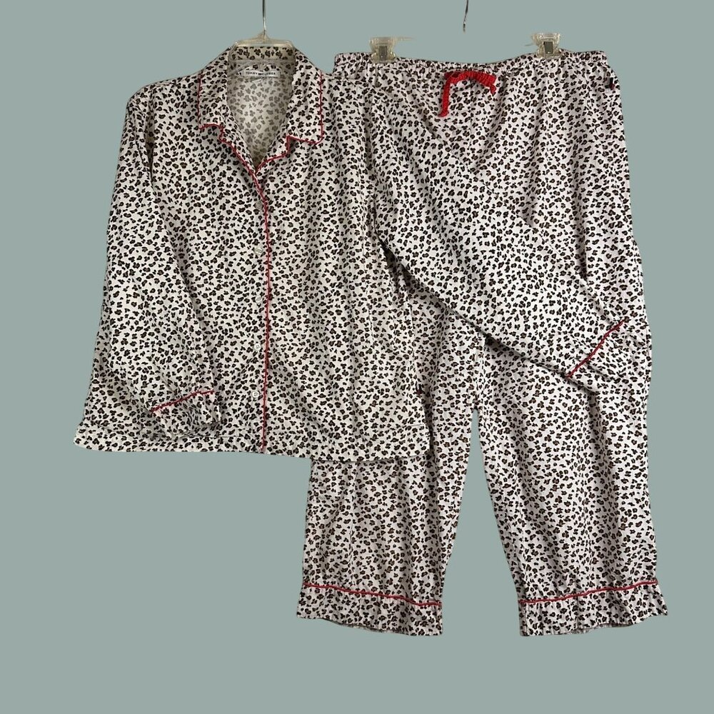 Vintage Tommy Hilfiger Leopard Print Pajama Set W Sz L 100% Cotton Gorpcore Y2K